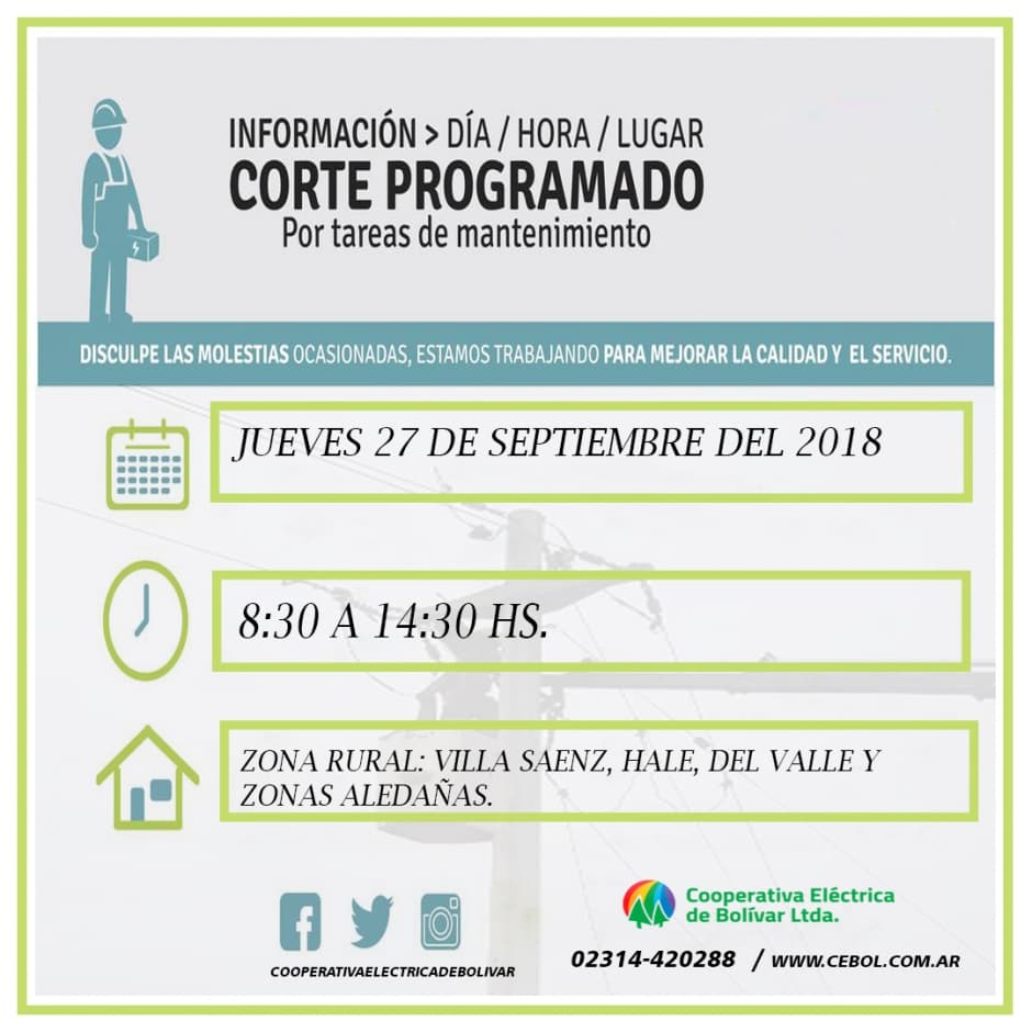Corte de Energía Eléctrica , Programado.